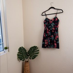 Floral Print Bodice Skater Dress